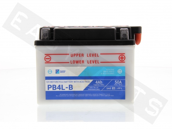 Piaggio Batterie PIAGGIO YB4L-B-WA 12V-4Ah (avec entretien, avec acide)